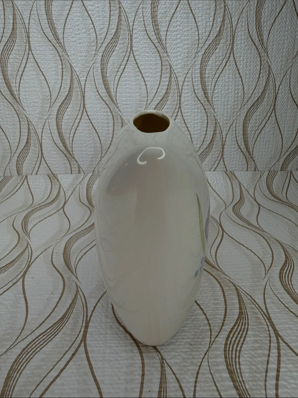 Japan Pillow Floral Ceramic Vase - Pink & Purple 1980s Rare Find